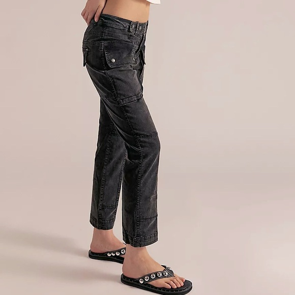 FREE PEOPLE We The Free Hot In It Moto Pants NWT Washed Black - Picture 2 of 16